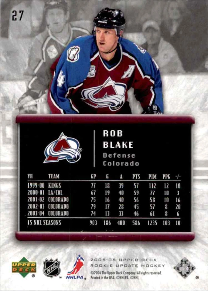 2005-06 Upper Deck Rookie Update Rob Blake #27 - Image 2 of 2