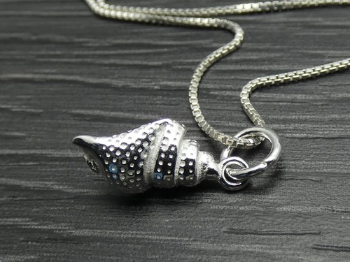 Collar de cadena colgante de plata esterlina único 3D con carcasa de mar de 22 pulgadas - Imagen 9 de 16