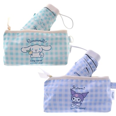 【Kuromi / Cinnamoroll】Flat 50 Mini Check Folding Umbrella (5-Fold Type) Choose