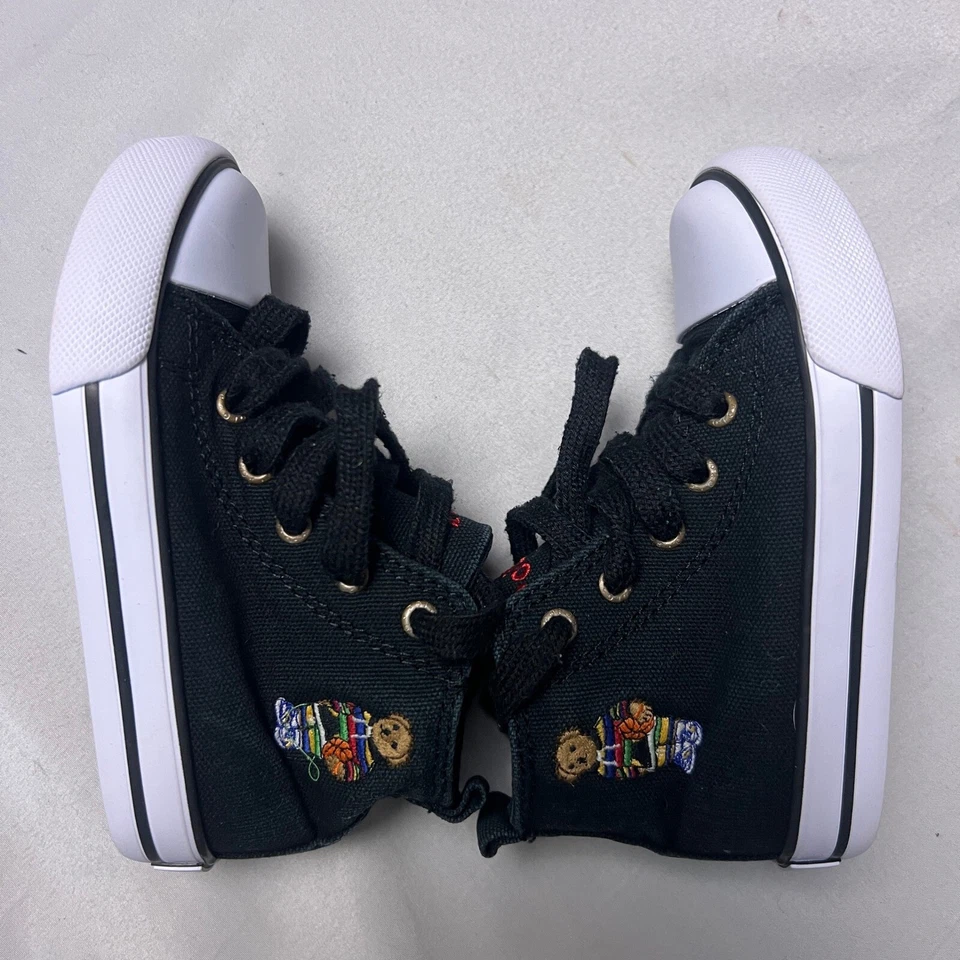 Polo Ralph Lauren Hamptyn Zapatillas Altas Lona Acento Oso Negro Talla 8 Foto 4 de 4