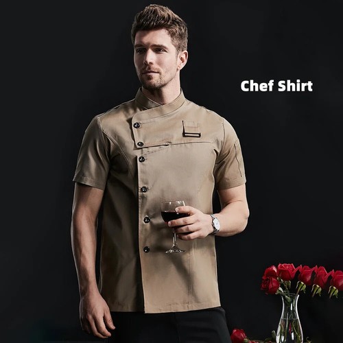 Kitchen Jacket Catering Uniform Short Sleeve Chef Clothes Restaurant Workwear - Picture 8 of 31