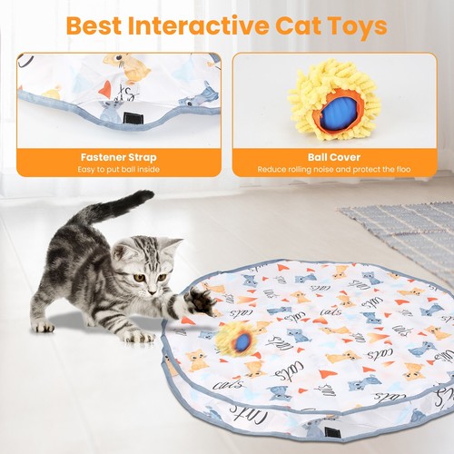 Interactive Cat Toys Ball Fast Rolling In Pouch Motion Activate Cat - Picture 12 of 18