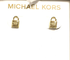NEW MICHAEL KORS GOLD TONE,PAD LOCK STUD EARRINGS MKJX3485
