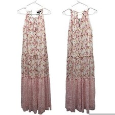 DREW Naomi Vintage Mixed Pink Floral Chiffon Cottagecore Maxi Dress