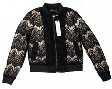 Bnwt Mint Pink Black Lace Bomber Jacket Rrp £132