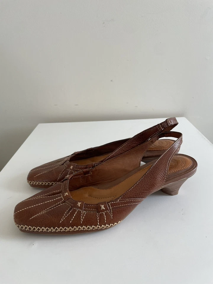 Красивый воспитание на Lamaze коричневый кожаный слинга закрытый носок туфли сандалии 6,5 - Изображение 3 из 4