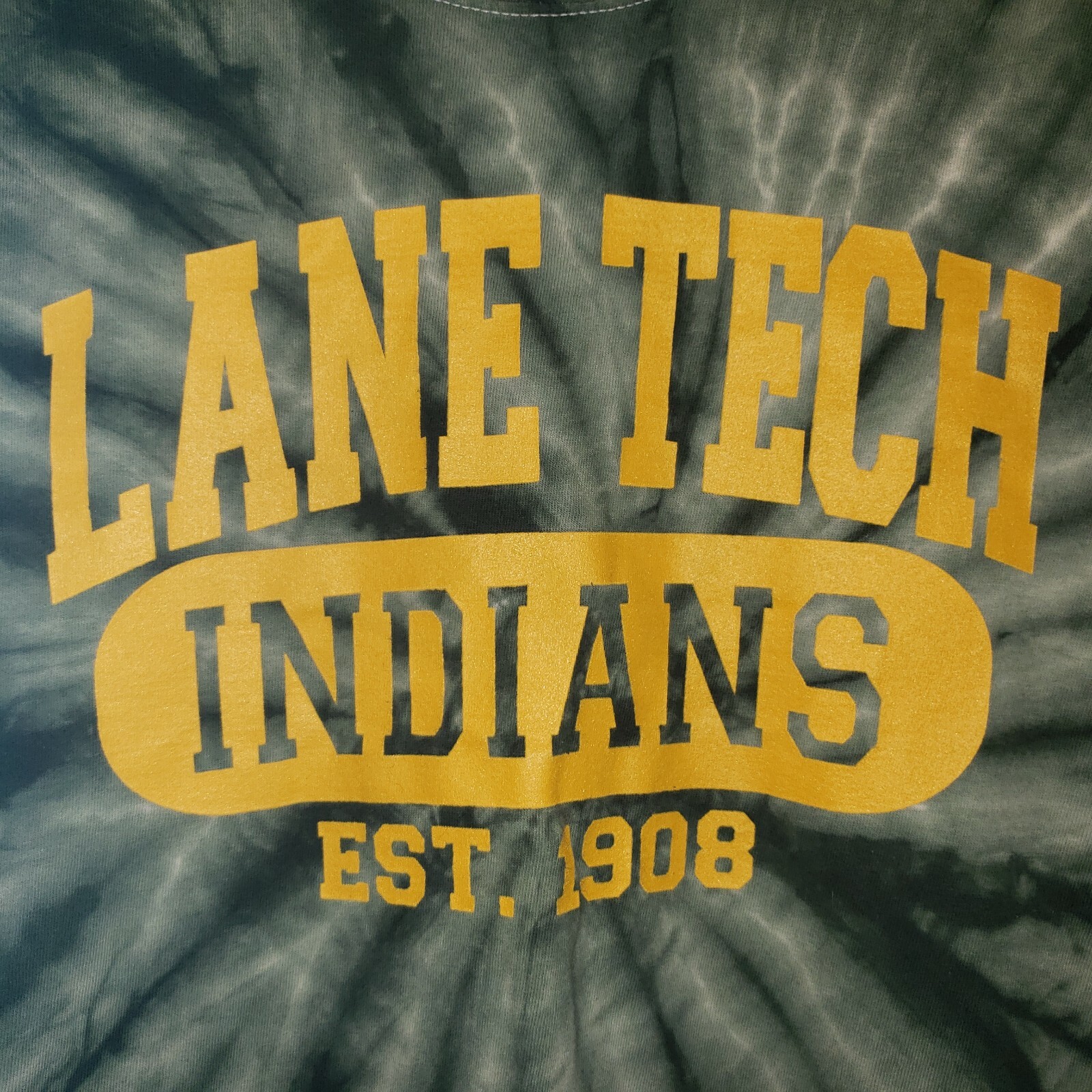 ALTRA Lane Tech Indians EST. 1908 P.E. T shirt uomo palestra verde tie dye taglia large