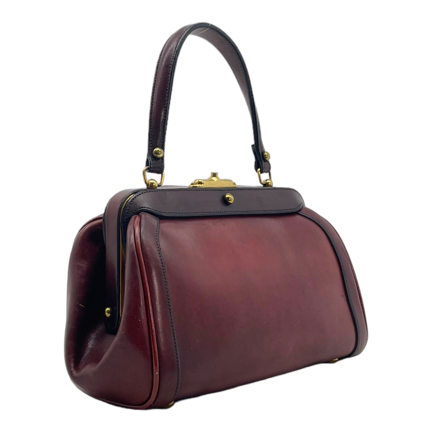 Vintage 40s 50s ETIENNE AIGNER Handmade Leather Satchel Handbag Top Handle image 5