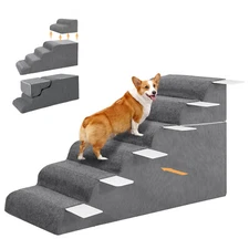 2-IN-1 Sponge Pet Ladder 2/3/4 Step Non-slip Dog Ramp Puppy Stairs for Bed&Couch