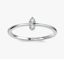925 Sterling Silver Simple Line Cubic Zircon Ring Promise Silver Ring for Gift