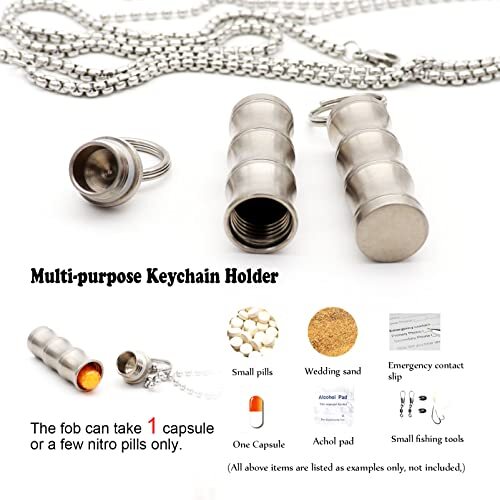 2 Pack Titanium Mini Pill Case Pendant Necklace Waterproof Pill Holder Container - Picture 4 of 7