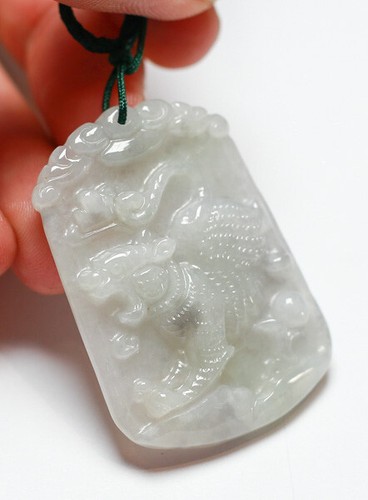 Certified Burma Green Natural A Jade jadeite pendant Animal Tiger Ruyi 417486