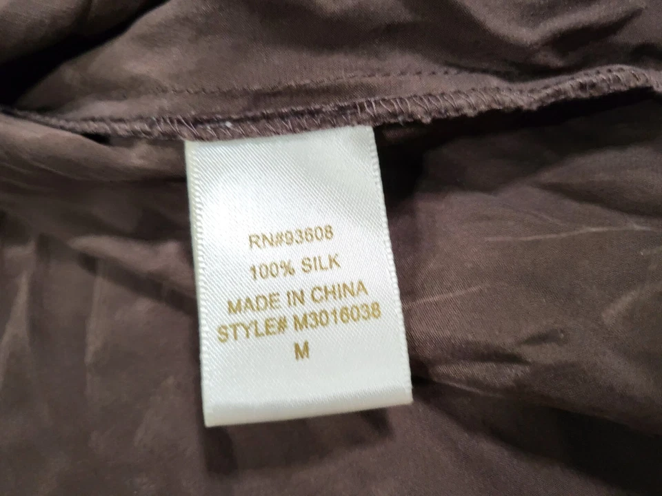 Matty M 女式丝绸背心无袖中号圆领棕色 — 第 3/4 张图片