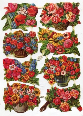 Glanzbilder Oblaten scrap  chromo  Krüger Blumen 98-24 20 cm