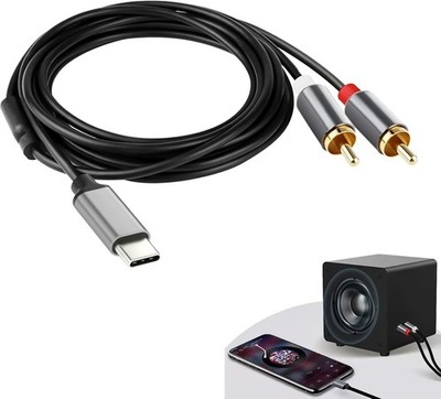 USB-C auf 2x RCA Audio Kabel 2m für iPhone, Galaxy, MacBook