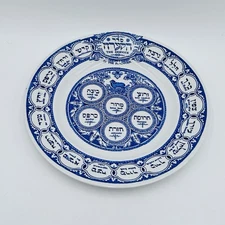 VTG Judaica Bardiger Tepper Passover Seder Matzah Plate 1920’s Blue White GC