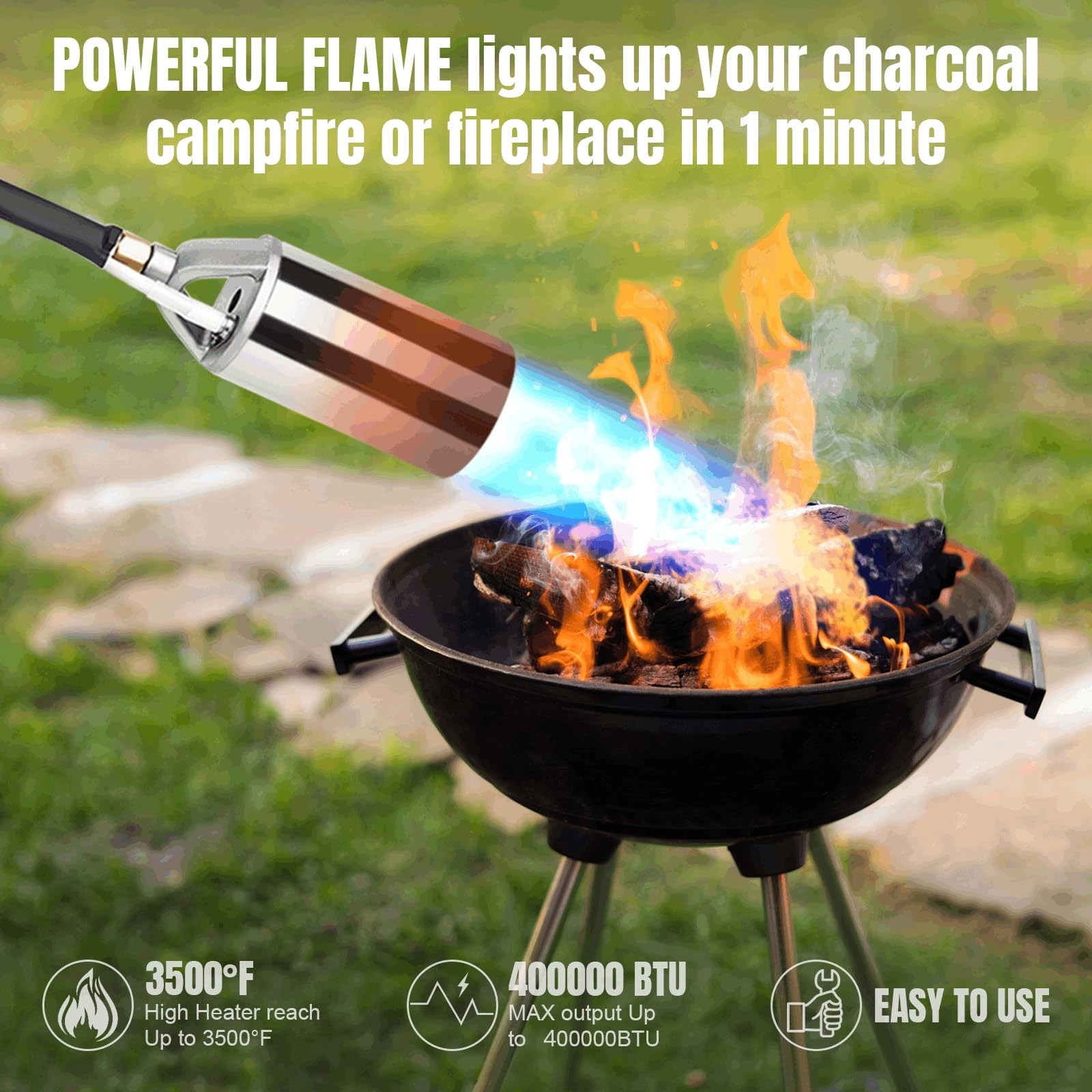 GasBRUH Heavy-Duty Propane Weed Torch Burner 360K BTU w/ 8.8FT Hose & Storage Ba