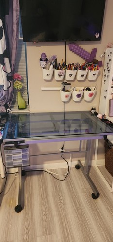 Adjustable Drawing Drafting Table with Tempered Glass Art Work Station