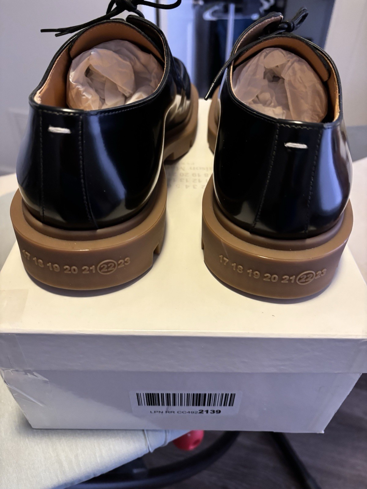 SAOLA Oxford Maison Margiela nero orzo pelle suola a strappo EU 44 US 11 M