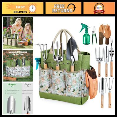 9-Piece Heavy Duty Garden Tool Set with Organizer Bag - Rust-Proof, Durable, Ide