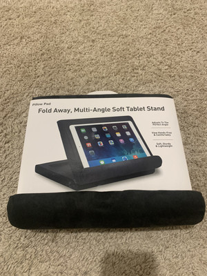 Ontel Pillow iPad/TABLET or phone stand, Fold Away Multi-Angle Soft w/ storage.