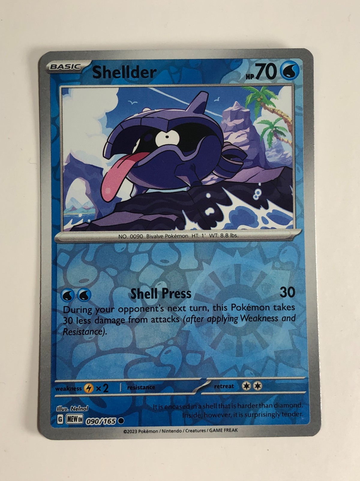 Pokemon TCG 151 Reverse Holographic Shellder 090/165 Near Mint