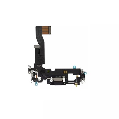 Charging Port Flex + Mic compatible with iPhone 12/12 Pro - Black/Graphite