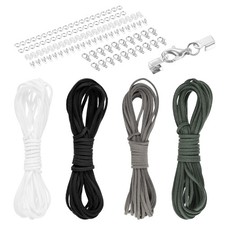 4 Pcs Faux Leather Cord for Art Craft, White/Gray/Dark Gray/Black