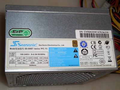 Seasonic Power Supply Model SS 500 ET. 500 Watt.