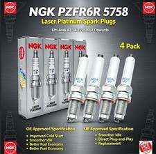 4x NGK PZFR6R 5758 Laser Platinum Spark Plugs Audi A3 1.4 TFSI 2007+ 90,000Miles