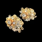 Vintage Miriam Haskell Rose Pearl Rhinestone Gold Filigree Clip On Earrings