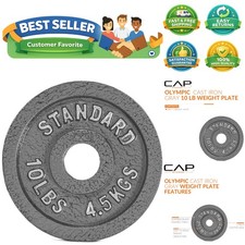 CAP 10 lb Olympic Weight Plate - Reliable  Stylish Gray Design for Workouts