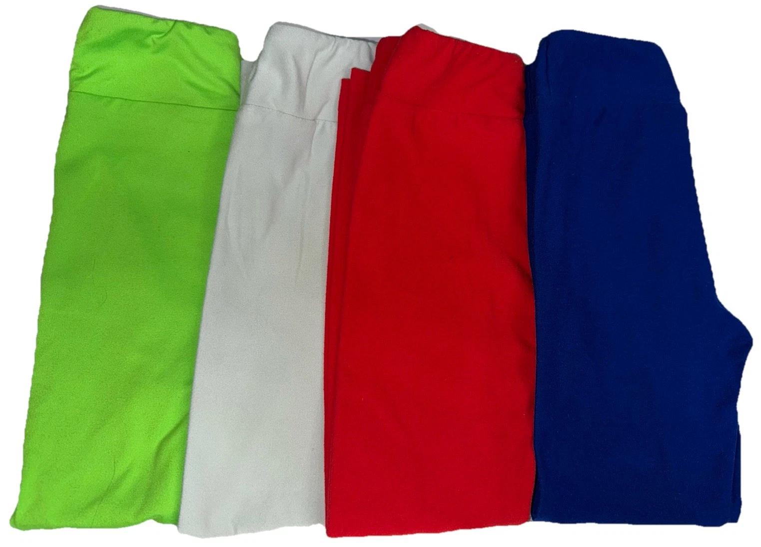 4 EUC LuLaRoe Kids S/M (2-8) Solid Leggings Red Blue Gray Neon Green