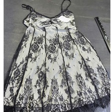 Forever 21 Black Lace Floral Mini Dress Cream Lining Sleeveless Large Glam NWT