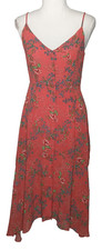 Sportsgirl Dress Size 8 Coral Floral Spaghetti Strap Hi Low Hem Y2K Boho Maxi