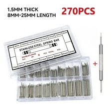 270PCS Stainless Steel Watch Spring Bars Pins Assorted Sizes Watch Band Repair S