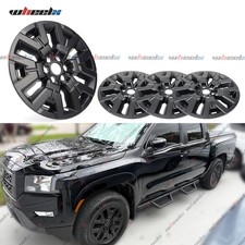 4 fits Nissan Frontier SV 22-24 Matte Black 17" Wheel Skins Hub Caps Rim Covers