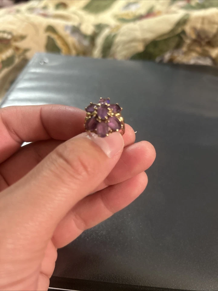 Антикварный женский аметист желтое золото 10 карат - Изображение 3 из 4