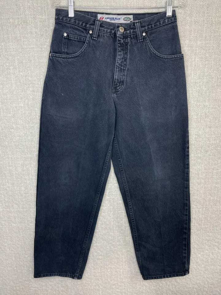 Pantalones de mezclilla vintage azul ancla para hombre 30x30 negros holgados 100 % algodón estilo años 90 86005 Foto 2 de 4