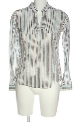 ZERO Langarm-Bluse Damen Bluse Gr. DE 36 wollweiß-türkis-khaki Casual-Look