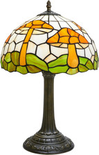 Tiffany Style Table Lamp with Brown Mushrooms Stained Glass Lamp 12 Inch Retro B