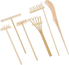 6 Piece Mini Zen Garden Rake Tools, Miniature Tabletop Rock Sand Zen Garden Acce
