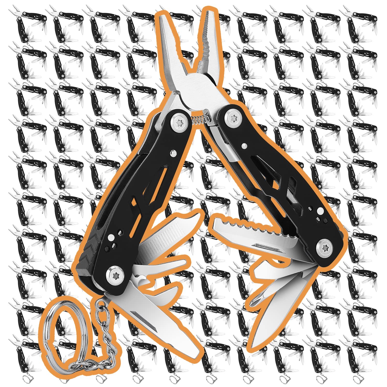 2PCS Mini Multitool Pliers 15 in 1, Handmade Multi Tool Plier, Premium Keycha...