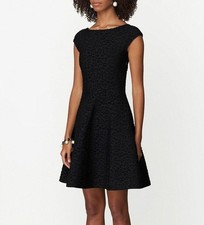 $2290 Carolina Herrera Black Leopard Jacquard Cap Sleeve Dress Sz S black