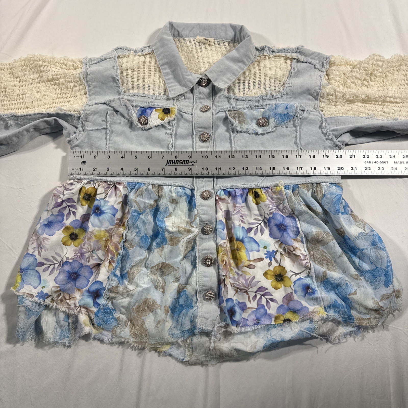 POL Patchwork Floral Print Button Down Small - image 5