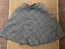 Brooks Brothers Women  s Wool Blend Tweed Plaid A-Line Skirt Gray Black Sz 8