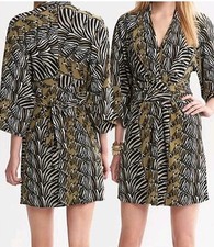 Banana Republic Issa Dress London Collection Olive Zebra Animal Print Sz 0