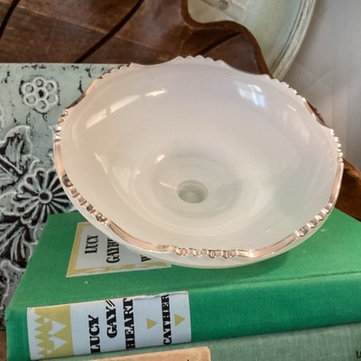 Whiting Silver Trim Compote White Fenton Bowl Replacement Bowl Screw On Glass