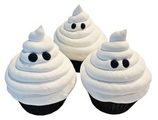 DEZICAKES Fake Cupcakes  Artificial Food Set of 3 Halloween Ghost Cupcakes
