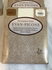 Vintage Evan-Picone Panty Hose Satiny Light Control Sandalfoot Cotton Shield M